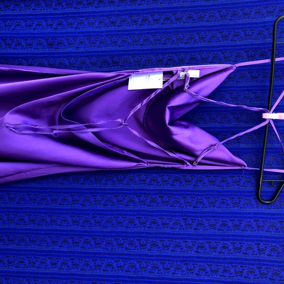 SOLD NWT WeWoreWhat Evening Stretch Charmeuse Dress, Neon Purple- Medium - Picture 3 of 3